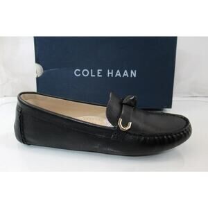 Women's Cole Haan Evelyn Bow Driver Moccasin Loafer Shoes Leather Black Size 9